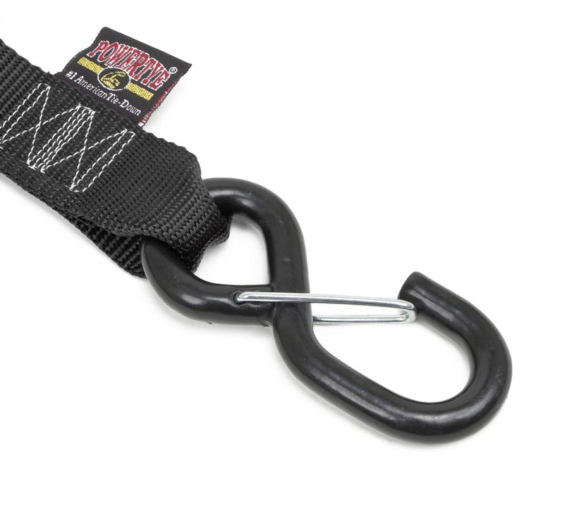 PowerTye 1.5in x 6ft Ergonomic Ratchet Tie-Down Kit w/Latching Hooks, Soft-Tyes, and Storage Bag - Made in USA - 1,000 lb. WLL / 3,000 lb. Breaking Strength - Black (Kit) - Image 3